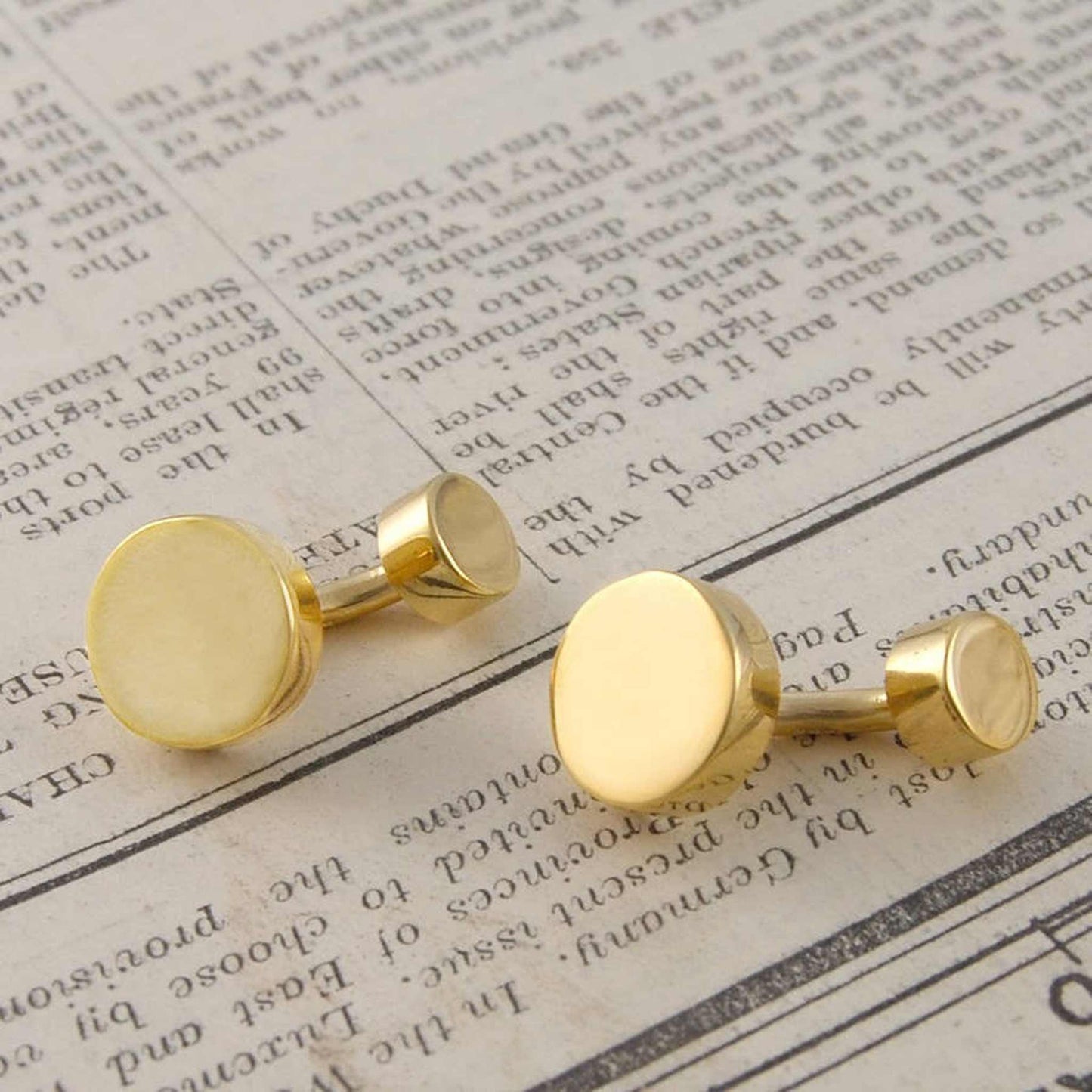 Round Geometric Gold Cufflinks - Otis Jaxon Silver Jewellery
