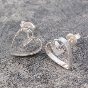 Silver Lace Heart Stud Earrings - Otis Jaxon Silver Jewellery