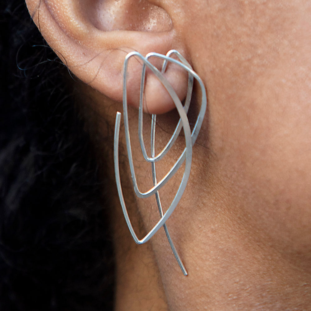 
            
                Load image into Gallery viewer, Abstract Geometric Silver Hoop Earrings - Otis Jaxon Silver Jewellery
            
        