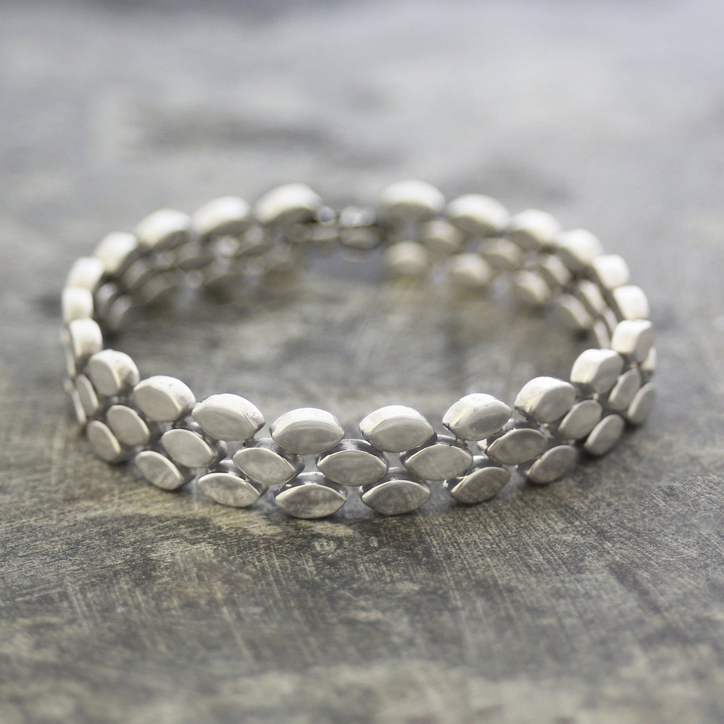 Oval Scales Chunky Silver Bracelet - Otis Jaxon Silver Jewellery