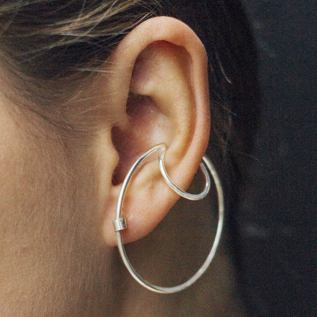 Statement Silver Hoop Ear Cuff Stud Earrings - Otis Jaxon Silver Jewellery