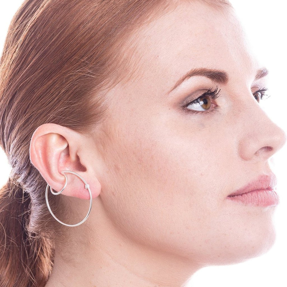 Statement Silver Hoop Ear Cuff Stud Earrings - Otis Jaxon Silver Jewellery