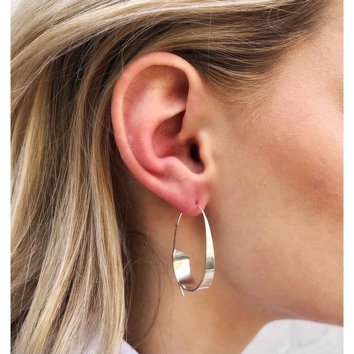 Curled Ribbon Rose Gold Hoop Earrings - Otis Jaxon Silver Jewellery