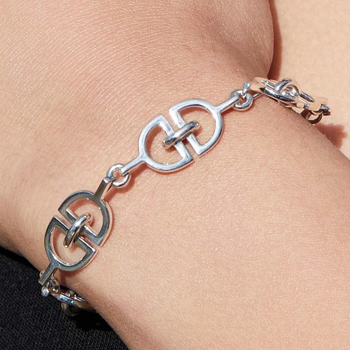 D Link Chunky Sterling Silver Bracelet