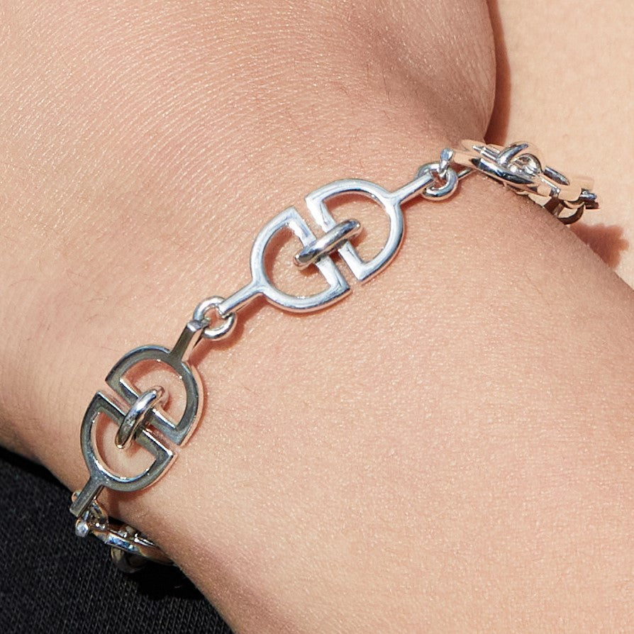 
            
                Load image into Gallery viewer, D Link Chunky Silver Bracelet
            
        