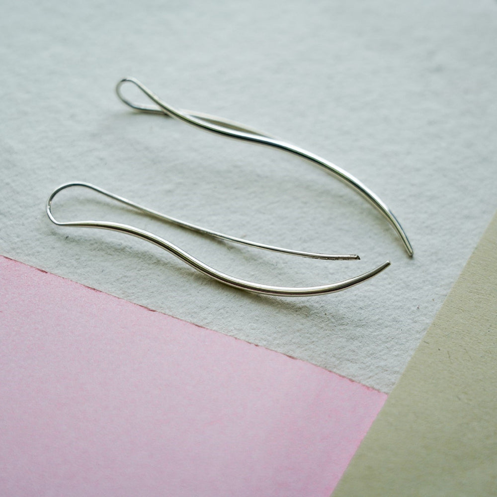 Sterling Silver Wave Drop Earrings