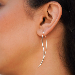 Sterling Silver Wave Drop Earrings