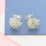 Sterling Silver Dandelion Floral Stud Earrings