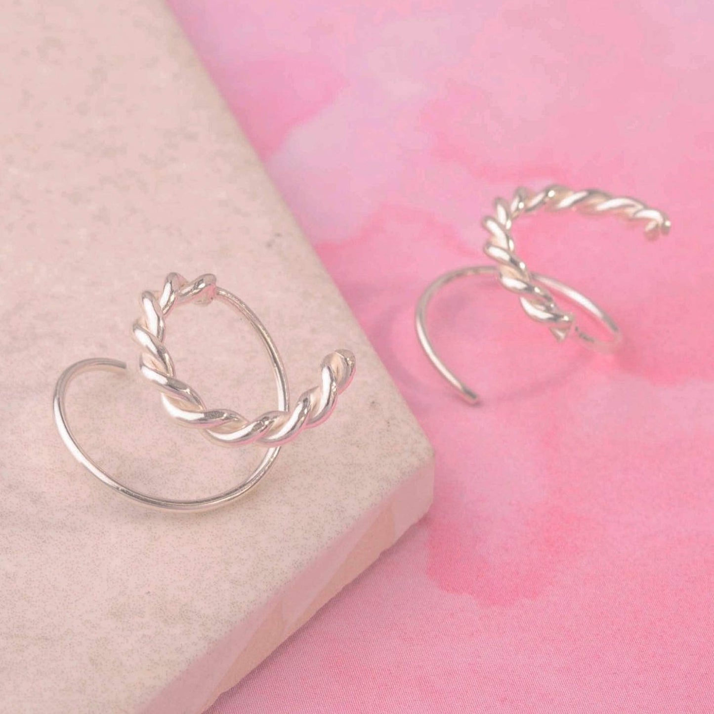 Illusion Double Hoop Rope Spiral Earrings - Otis Jaxon Silver Jewellery