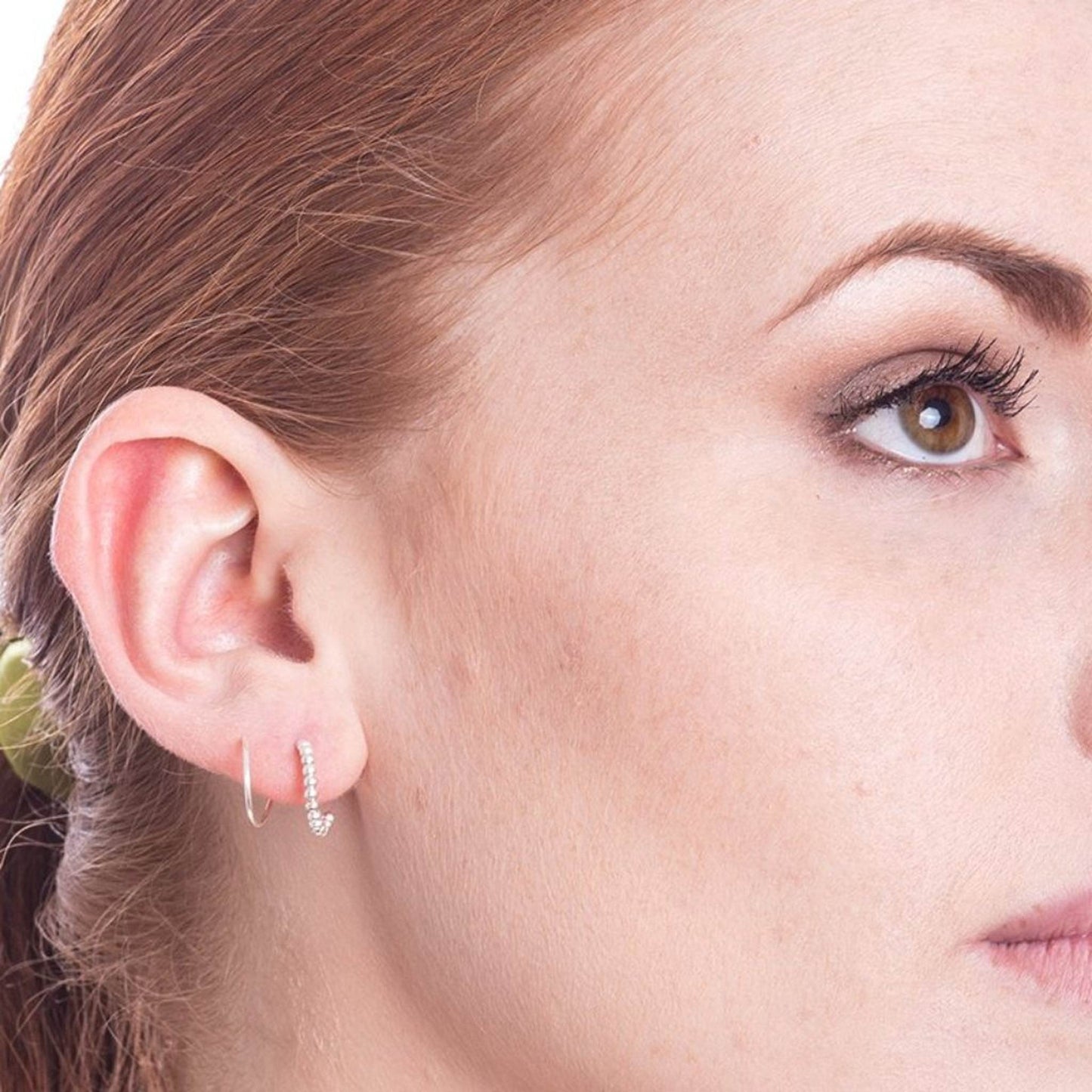 Illusion Beaded Double Hoop Spiral Single Piercing Earrings - Otis Jaxon Silver Jewellery