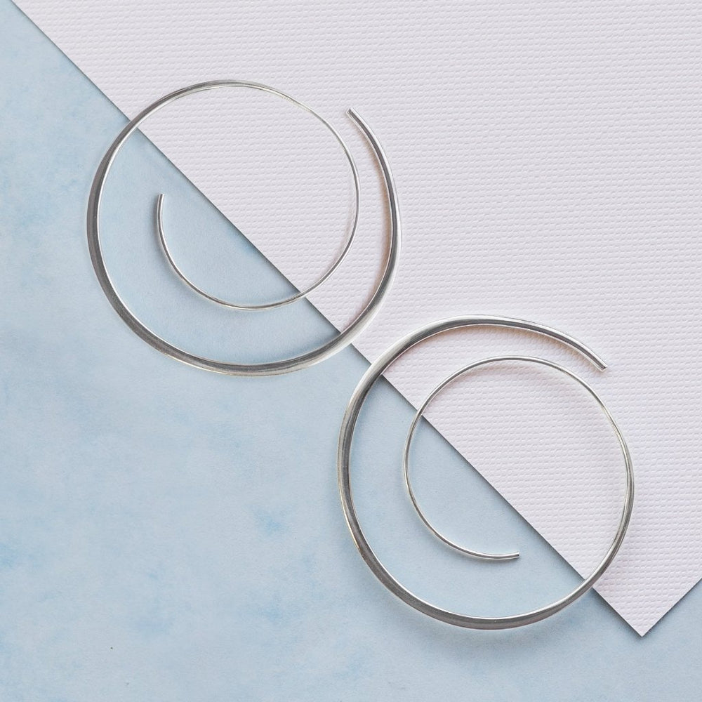 Statement Silver Spiral Hoop Earrings - Otis Jaxon Silver Jewellery