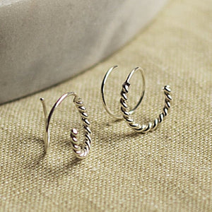 Illusion Double Hoop Rope Spiral Earrings - Otis Jaxon Silver Jewellery