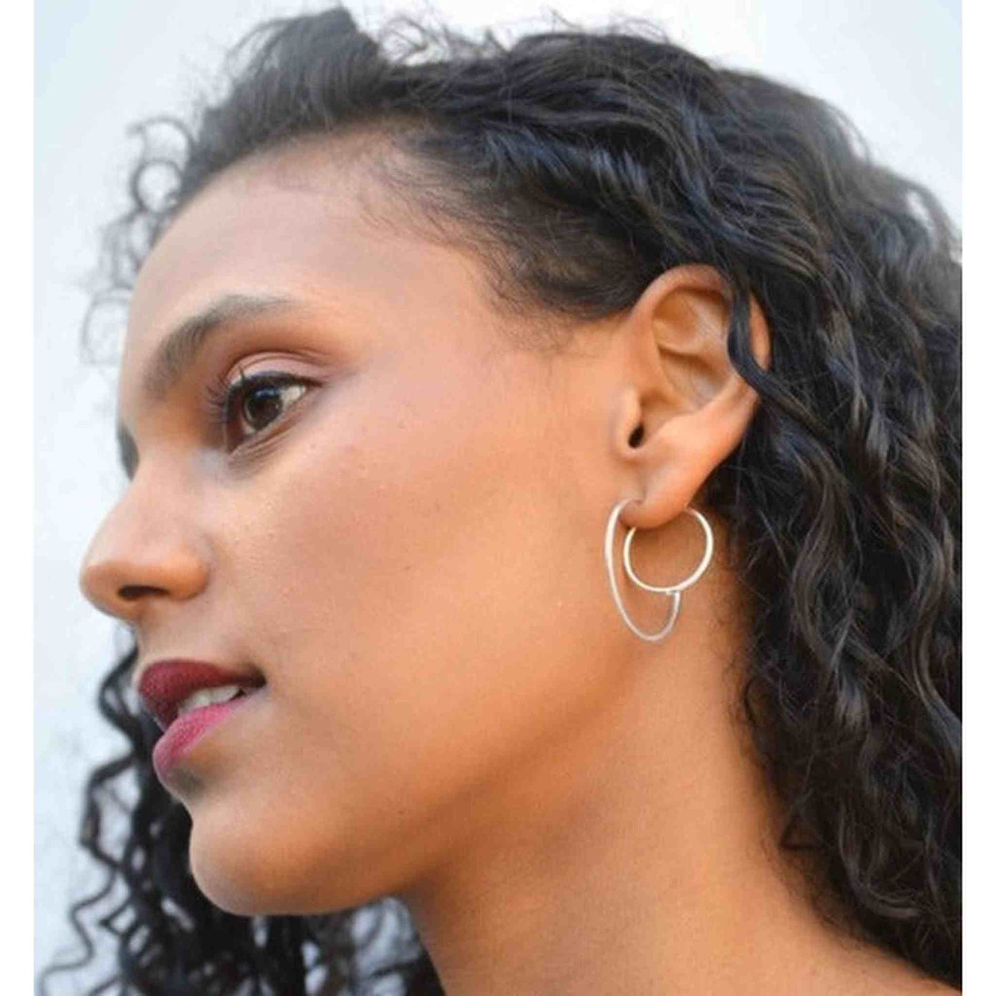 Sterling Silver Double Hoop Galaxy Earrings - Otis Jaxon Silver Jewellery