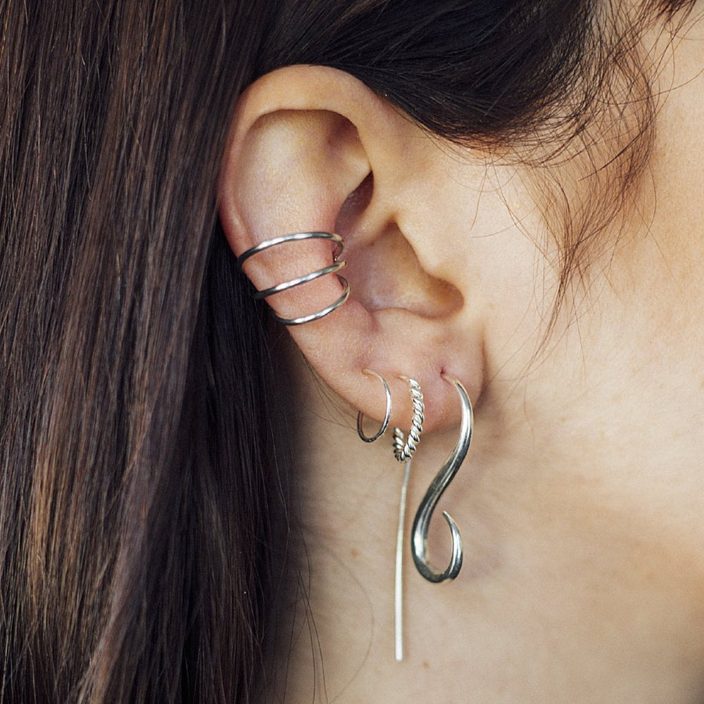 Silver Spiral Drop Hook Earrings - Otis Jaxon Silver Jewellery