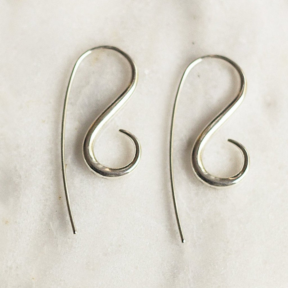 Silver Spiral Drop Hook Earrings - Otis Jaxon Silver Jewellery