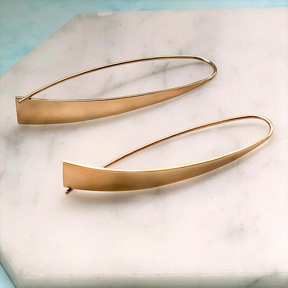 Elliptical 18 kt Gold Drop Earrings - Otis Jaxon Silver Jewellery