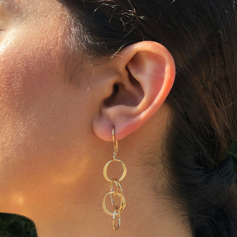 Planet Gold Statement Drop Hoop Earrings- Otis Jaxon Silver Jewellery