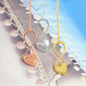 Sterling Silver Gold Puffed Heart Infinity Necklace
