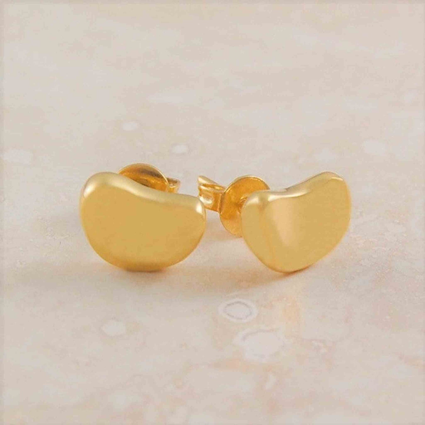 Gold Bean Stud Earrings for Women