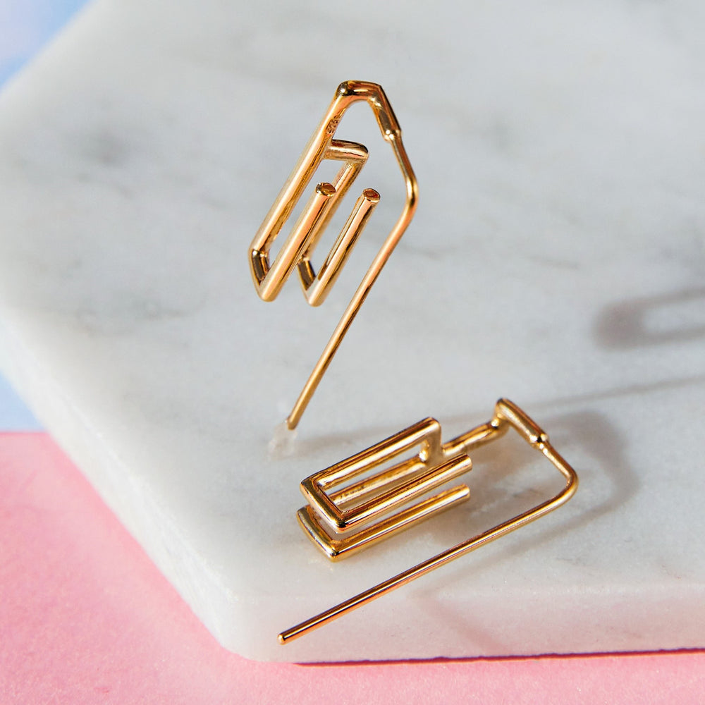 
            
                Load image into Gallery viewer, Gold Plated Angular Minimalist Drop Earring
            
        