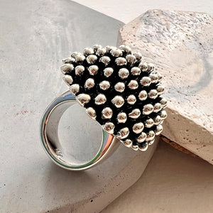 Oxidised Chunky Sterling Silver Abstract Mushroom Ring
