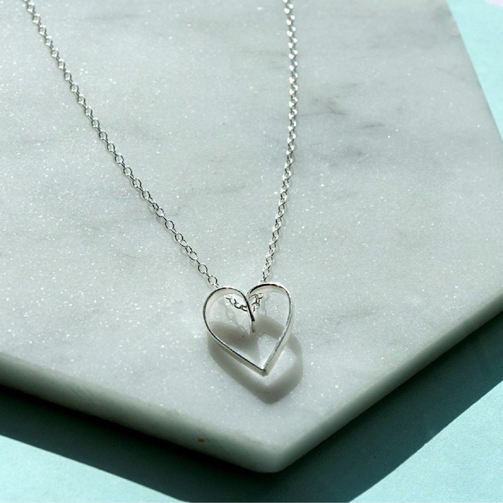 Sterling Silver Heart Outline Pendant Necklace – Otis Jaxon Silver