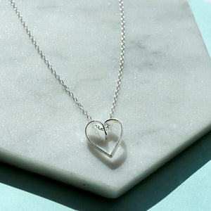 
            
                Load image into Gallery viewer, Lace Sterling Silver Heart Pendant Necklace- Otis Jaxon Silver Jewellery
            
        