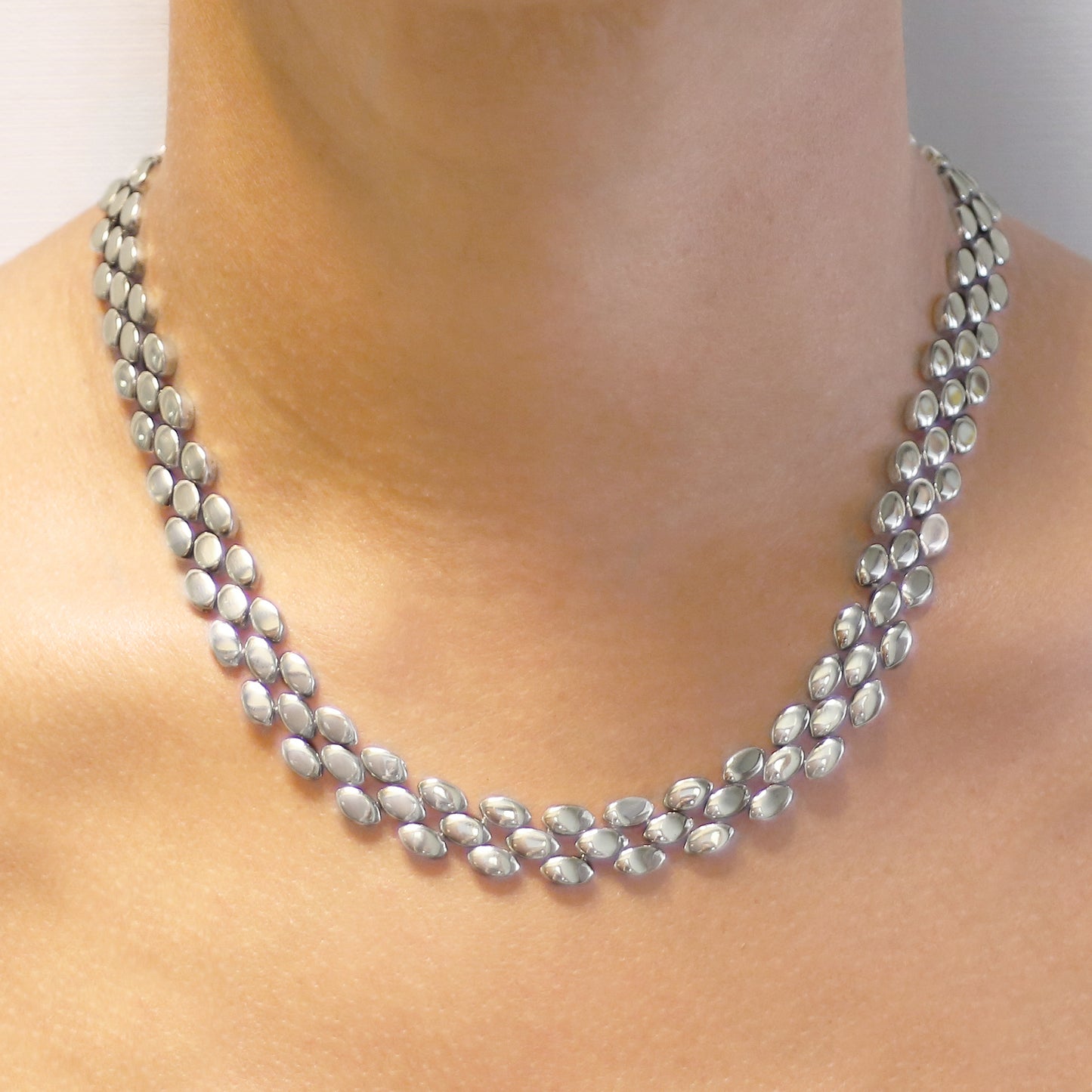 Oval Scales Chunky Silver Necklace - Otis Jaxon Silver Jewellery