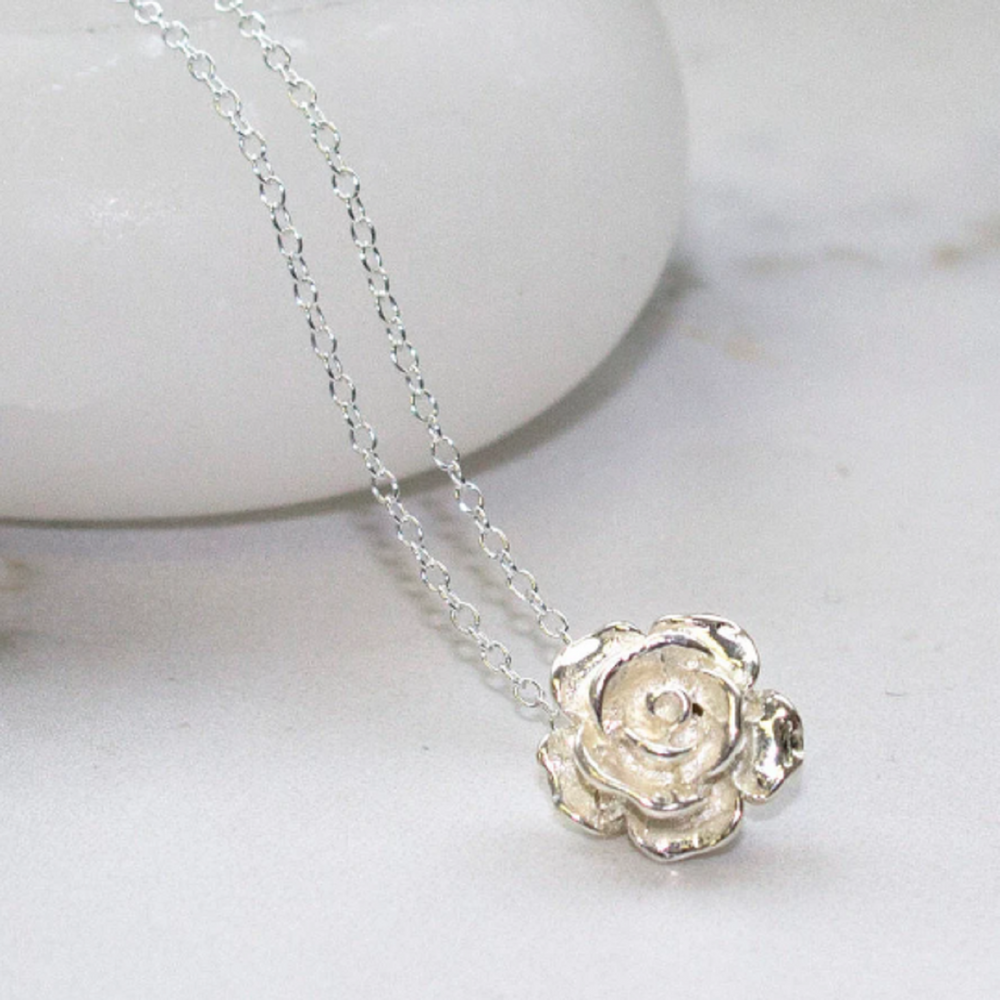 Rose Flower Silver Drop Earrings - Otis Jaxon Silver Jewellery