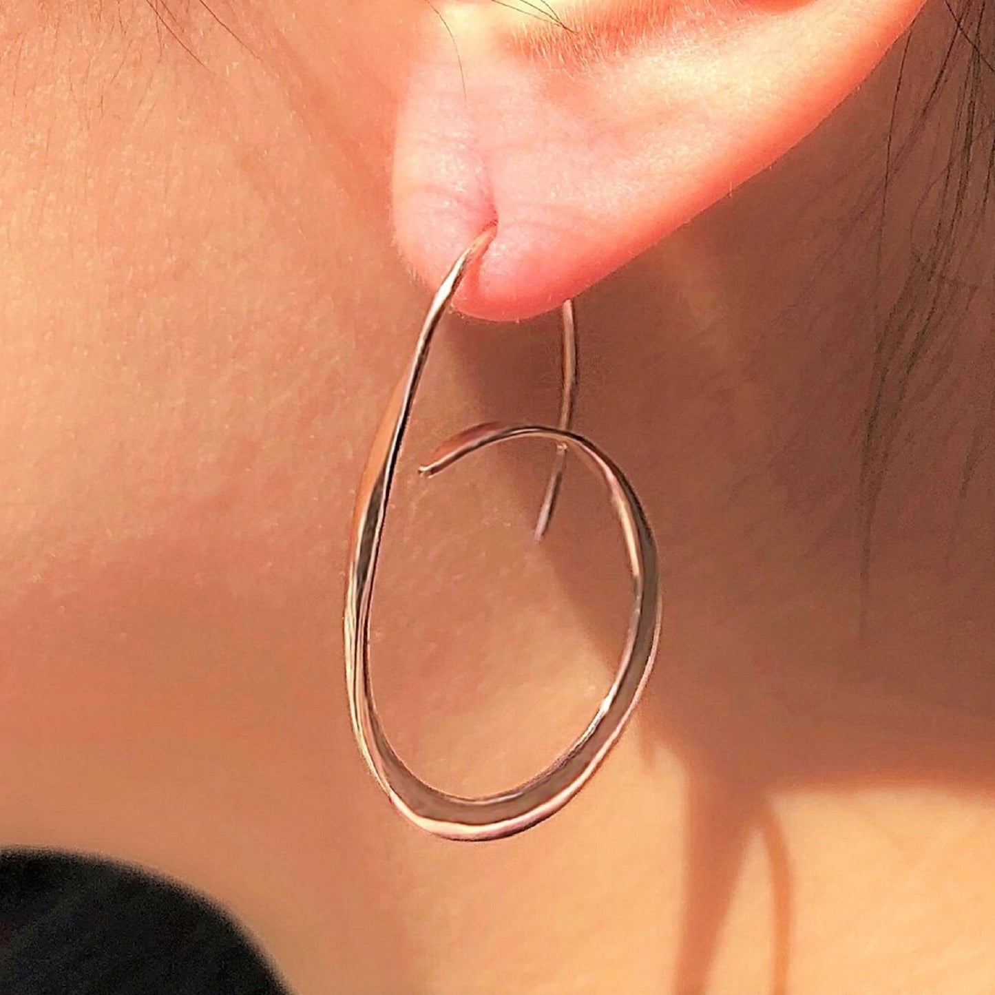 Tapered Rose Gold Hoop Earrings - Otis Jaxon Silver Jewellery