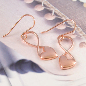 
            
                Load image into Gallery viewer, Sterling Silver Rose Gold Puff Heart Earrings
            
        