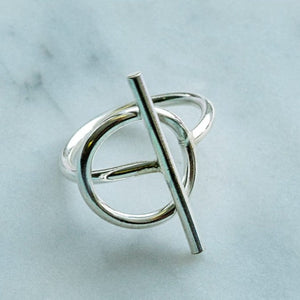 
            
                Load image into Gallery viewer, Minimalist Silver T Bar Ring
            
        