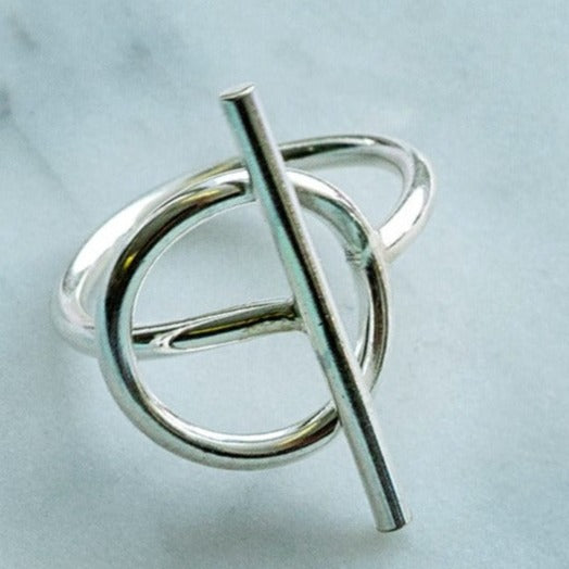 Minimalist Silver T Bar Ring