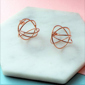 Rose gold spiral ball stud earrings