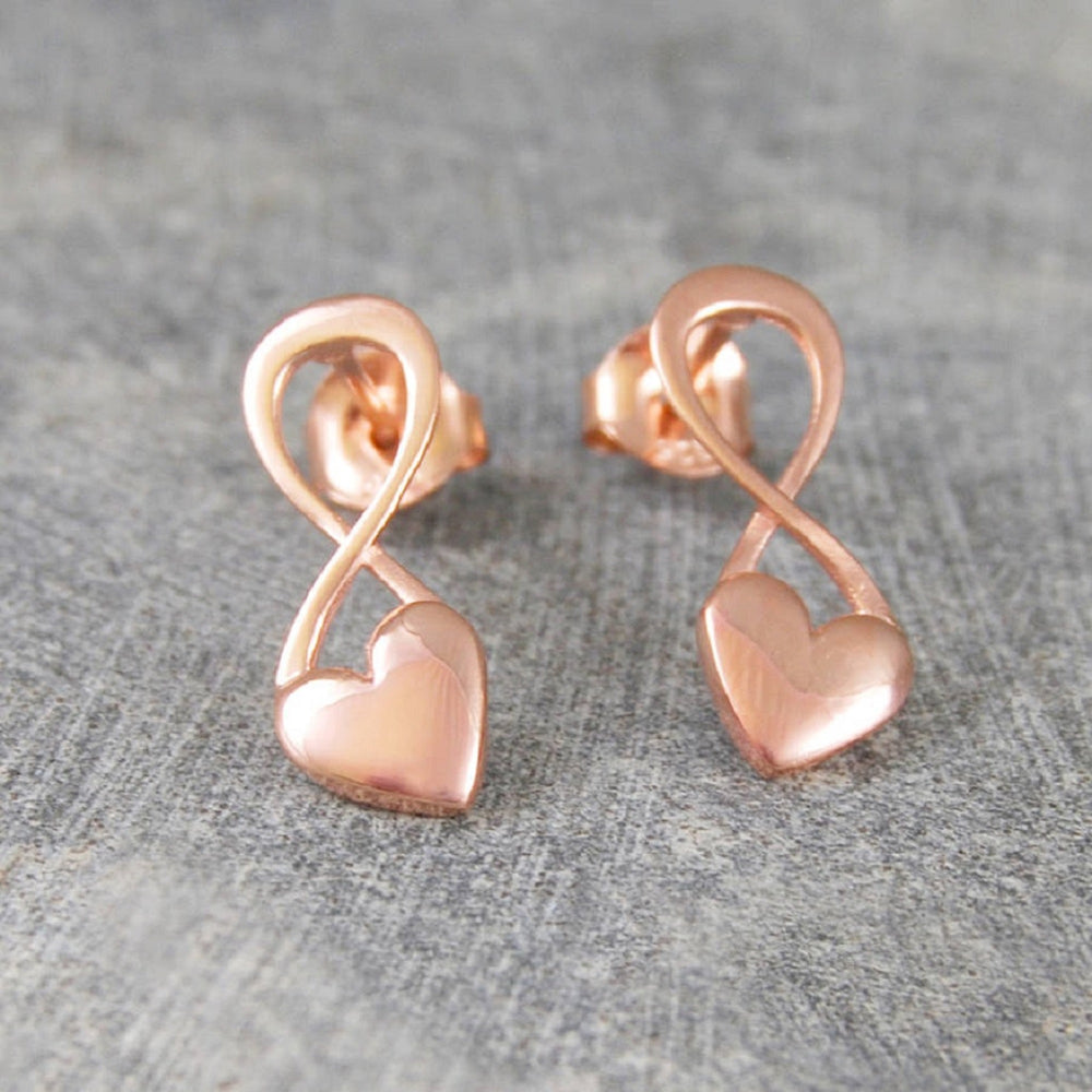 Sterling Silver Gold Puffed Heart Valentines Earrings