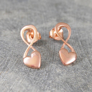 
            
                Load image into Gallery viewer, Sterling Silver Puffed Heart Infinity Drop Earrings
            
        