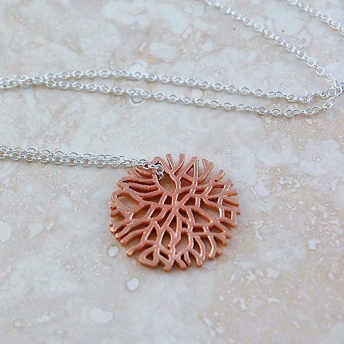 Silver and Rose Gold Snowflake Necklace - Otis Jaxon Silver Jewellery