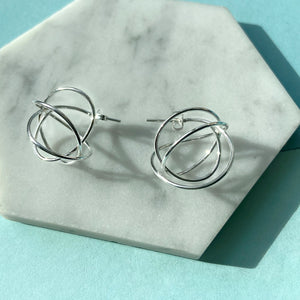 
            
                Load image into Gallery viewer, Sterling silver wire ball stud earrings
            
        