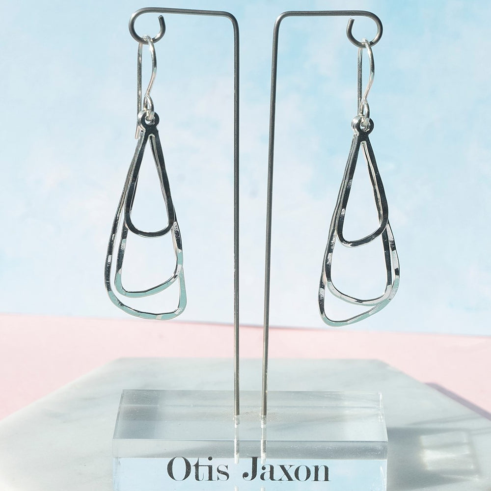Triple Triangle Silver Dangle Earrings - Otis Jaxon Silver Jewellery