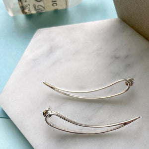 Silver Teardrop Pointed Stud Earrings