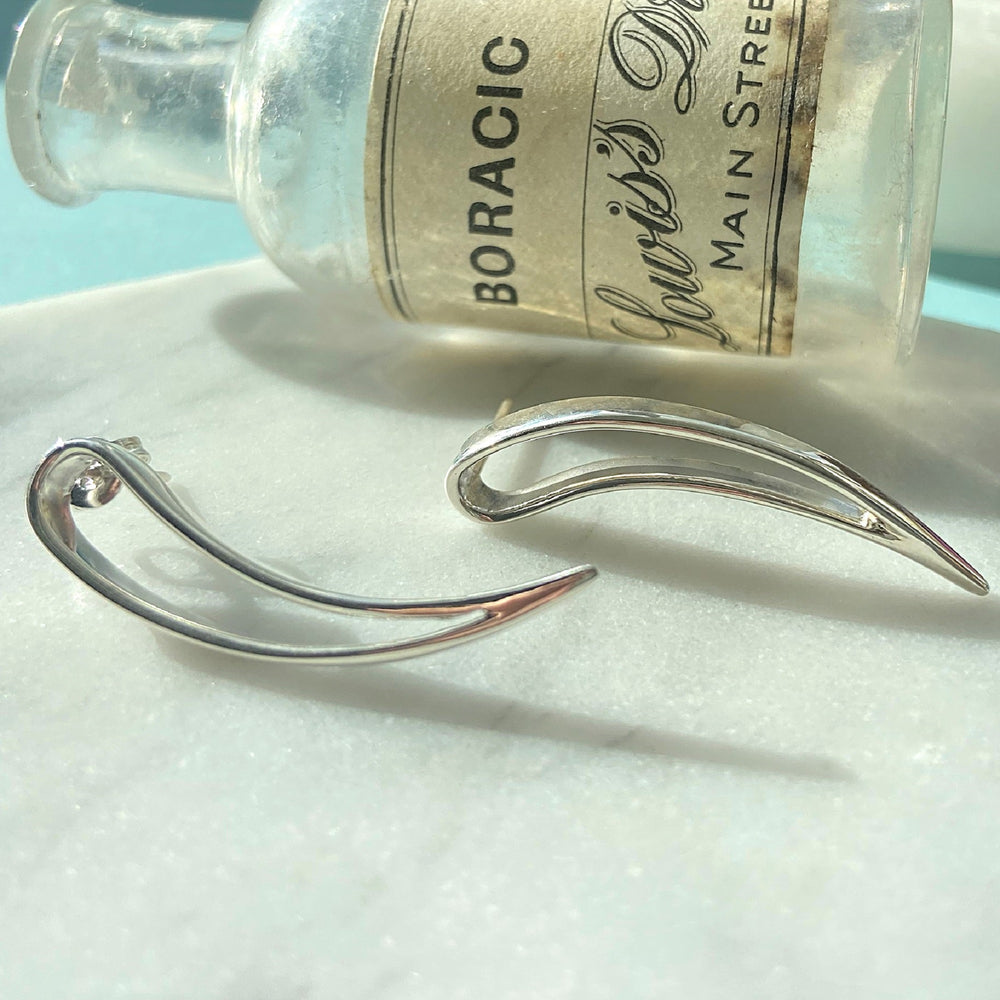 Sterling Silver Teardrop Outline Stud Earrings