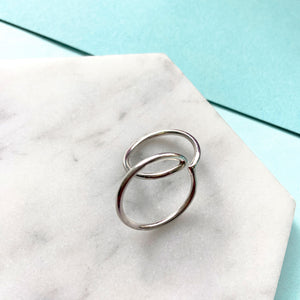 Double Circle Geometric Silver Ring