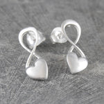 Sterling Silver Puffed Heart Infinity Drop Earrings