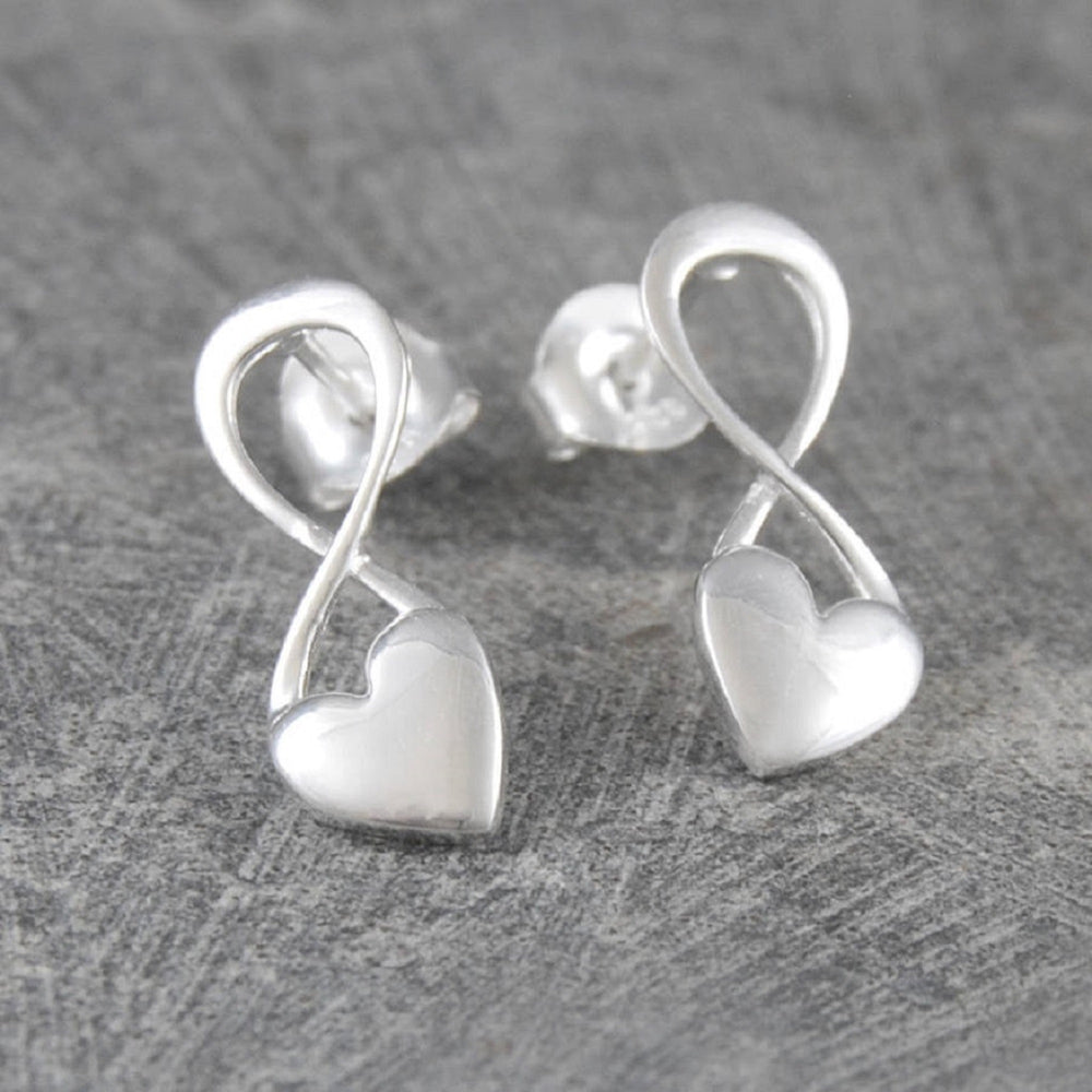 Sterling Silver Gold Puffed Heart Valentines Earrings