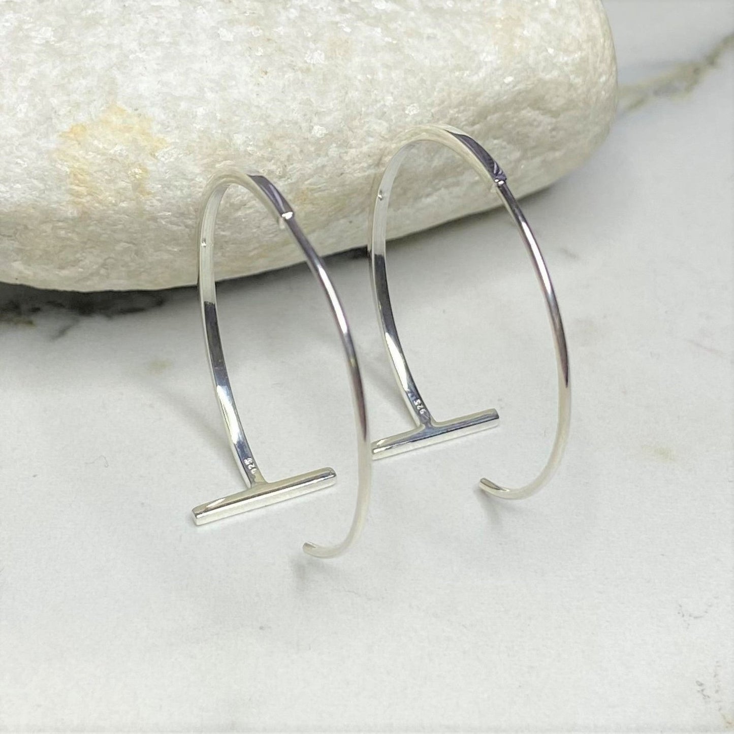 Minimalist Bar Hoop Earrings