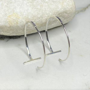 
            
                Load image into Gallery viewer, Minimalist Bar Sterling Silver Hoop Earrings
            
        