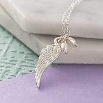 Pearl and Silver Angel Wing Necklace - Otis Jaxon Silver Jewellery