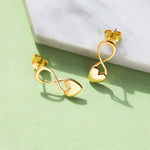 Sterling Silver Gold Puffed Heart Stud Earrings