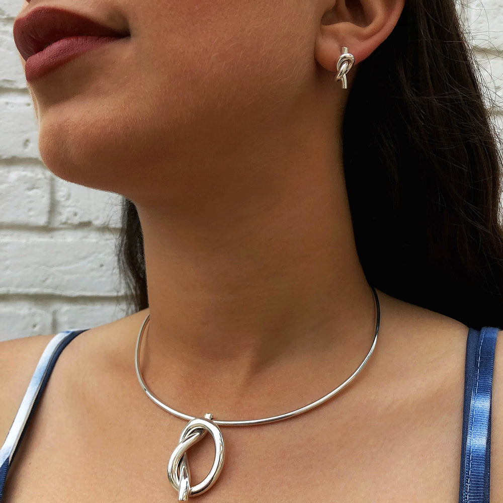 Nautical Chunky Silver Choker Necklace with Pendant - Otis Jaxon Silver Jewellery