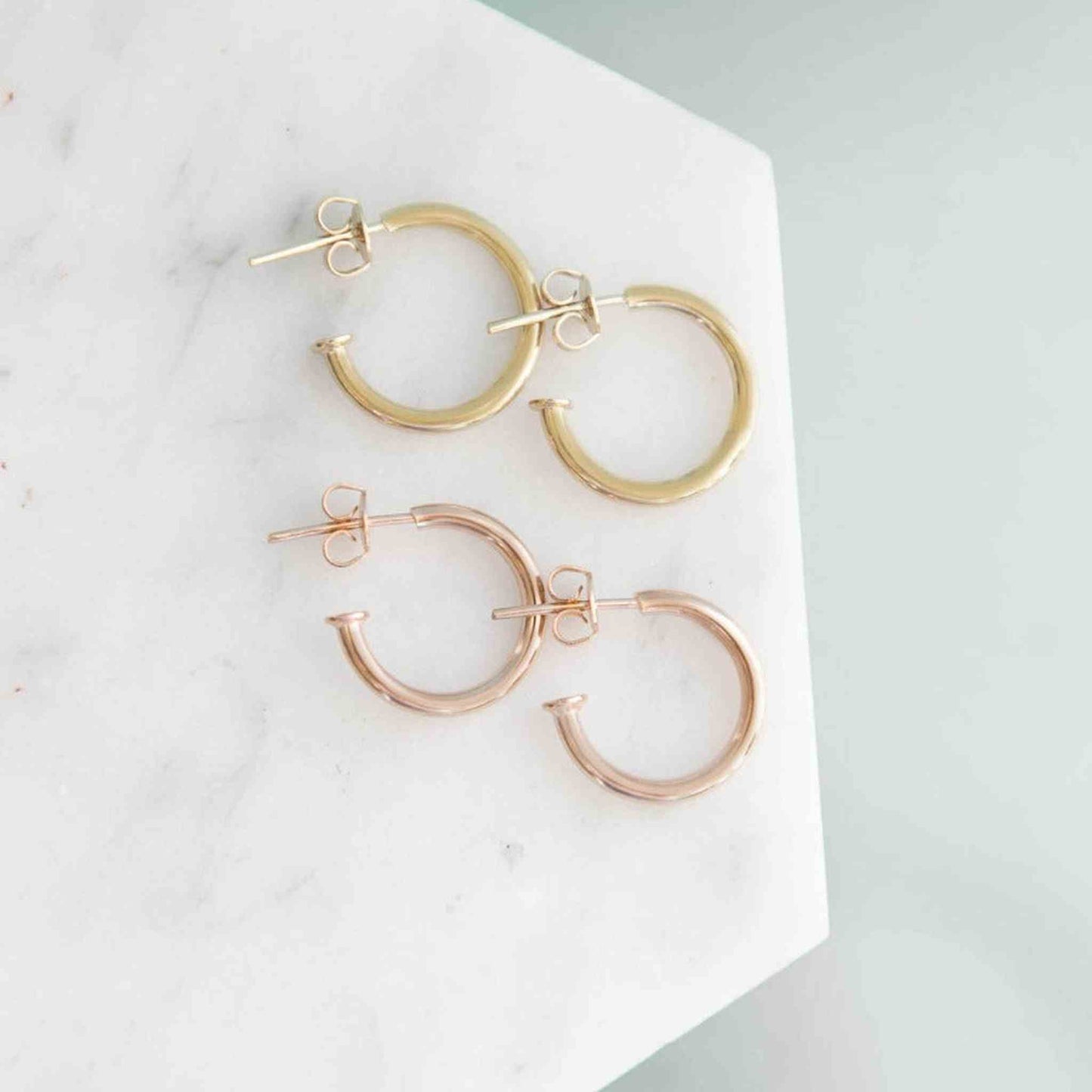 Yellow/Rose Gold Sterling Silver Stud Hoops - Otis Jaxon Silver Jewellery